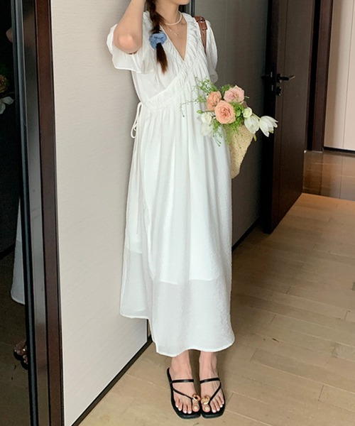 aimoha(アイモハ)の「Vネック ワンピース (SS)(ワンピース・レディース・ベージュ/パープル・FREE)」の19枚目の写真