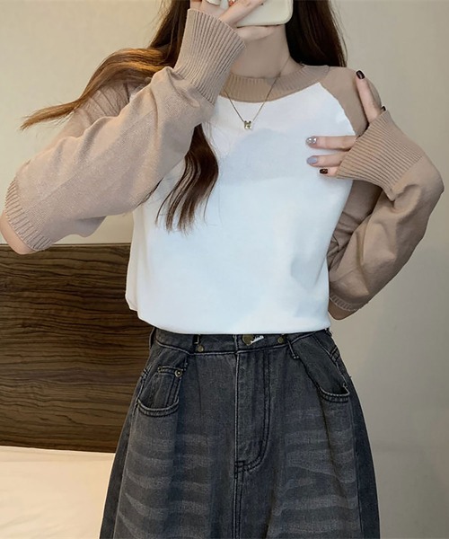 NinaetLina(ニナエリナ)の「オープンアームリブニット(Tシャツ/カットソー・レディース・ブラック/オレンジ/ベージュ・FREE)」の11枚目の写真
