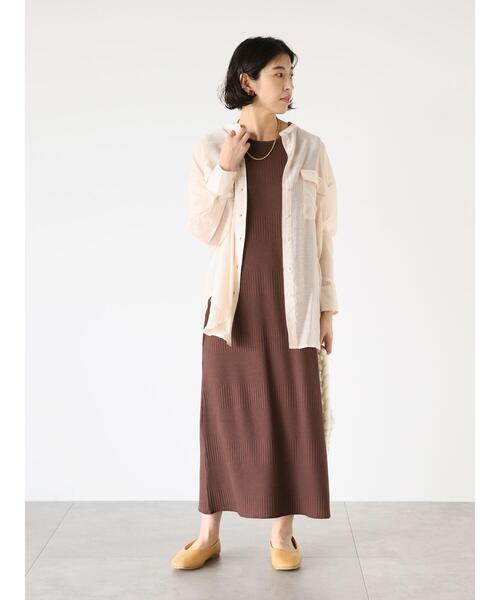 Lugnoncure（ルノンキュール）の「バンドカラーシアーシャツ（シャツ/ブラウス・レディース・ネイビー/ブラウン/キナリ・F）」の12枚目の写真