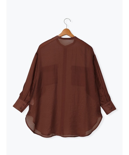 Lugnoncure（ルノンキュール）の「バンドカラーシアーシャツ（シャツ/ブラウス・レディース・ネイビー/ブラウン/キナリ・F）」の10枚目の写真