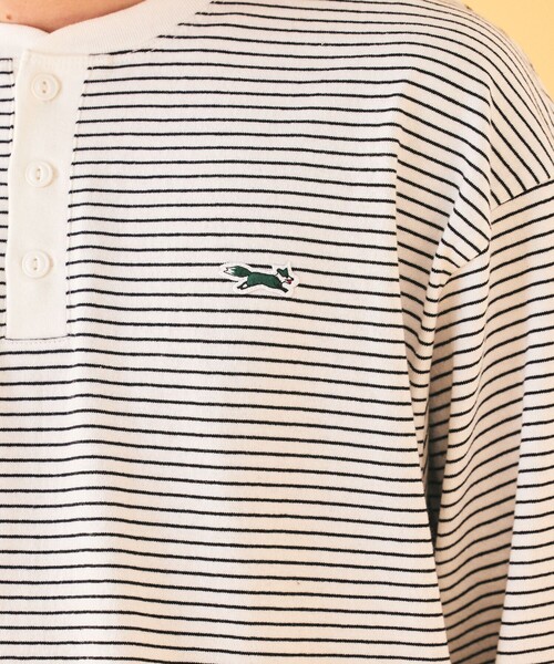 TOWNCRAFT(タウンクラフト)の「TOWN CRAFT/タウンクラフト 別注 ピンボーダーロングスリーブ ヘンリーネックTシャツ(Tシャツ/カットソー・メンズ・ベージュ/ホワイト/グリーン/ブラック・MEDIUM/LARGE)」の14枚目の写真