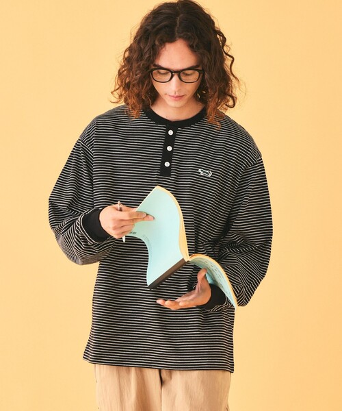 TOWNCRAFT(タウンクラフト)の「TOWN CRAFT/タウンクラフト 別注 ピンボーダーロングスリーブ ヘンリーネックTシャツ(Tシャツ/カットソー・メンズ・ベージュ/ホワイト/グリーン/ブラック・MEDIUM/LARGE)」の17枚目の写真