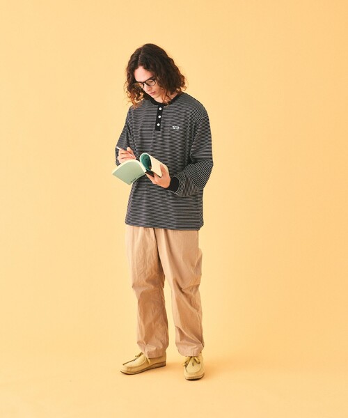 TOWNCRAFT(タウンクラフト)の「TOWN CRAFT/タウンクラフト 別注 ピンボーダーロングスリーブ ヘンリーネックTシャツ(Tシャツ/カットソー・メンズ・ベージュ/ホワイト/グリーン/ブラック・MEDIUM/LARGE)」の21枚目の写真
