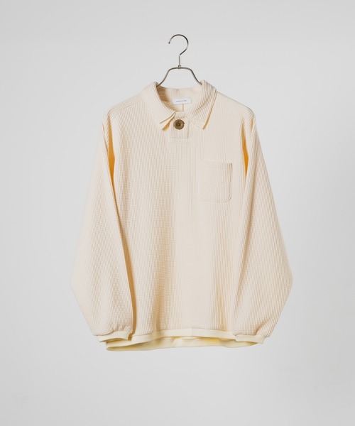 INTER FACTORY（インターファクトリー）の「taro - Double Coller Waffle Polo / ダブルカラーワッフルポロ　made in INTER FACTORY（ポロシャツ・メンズ・ブラウン/アイボリー・LARGE/MEDIUM）」の18枚目の写真