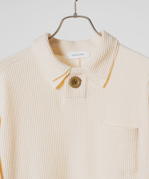 INTER FACTORY（インターファクトリー）の「taro - Double Coller Waffle Polo / ダブルカラーワッフルポロ　made in INTER FACTORY（ポロシャツ・メンズ・ブラウン/アイボリー・LARGE/MEDIUM）」の12枚目の写真