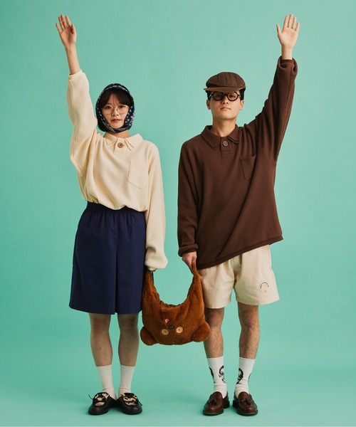 INTER FACTORY（インターファクトリー）の「taro - Double Coller Waffle Polo / ダブルカラーワッフルポロ　made in INTER FACTORY（ポロシャツ・メンズ・ブラウン/アイボリー・LARGE/MEDIUM）」の15枚目の写真