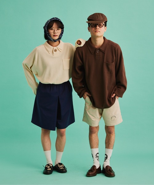 INTER FACTORY（インターファクトリー）の「taro - Double Coller Waffle Polo / ダブルカラーワッフルポロ　made in INTER FACTORY（ポロシャツ・メンズ・ブラウン/アイボリー・LARGE/MEDIUM）」の17枚目の写真
