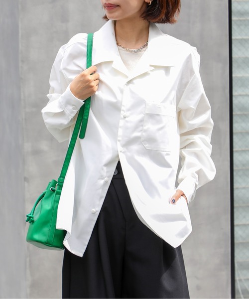 United Athle（ユナイテッドアスレ）の「【United Athle】微光沢の高見え生地！ T/C オープンカラー ロングスリーブ シャツ 開襟 長袖シャツ ※1760（シャツ/ブラウス・メンズ・モカ/オフホワイト/ブラック/ダークネイビー・L/M/S/XL/XXL）」の2枚目の写真