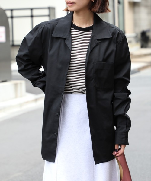 United Athle（ユナイテッドアスレ）の「【United Athle】微光沢の高見え生地！ T/C オープンカラー ロングスリーブ シャツ 開襟 長袖シャツ ※1760（シャツ/ブラウス・メンズ・モカ/オフホワイト/ブラック/ダークネイビー・L/M/S/XL/XXL）」の3枚目の写真