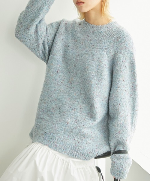 Chaco closet(チャコ クローゼット)の「ブークレーカラーネップニットプルオーバー(ニット/セーター・レディース・ライトブルーグレー/ブラック/アイボリー/ピンク・FREE)」の3枚目の写真