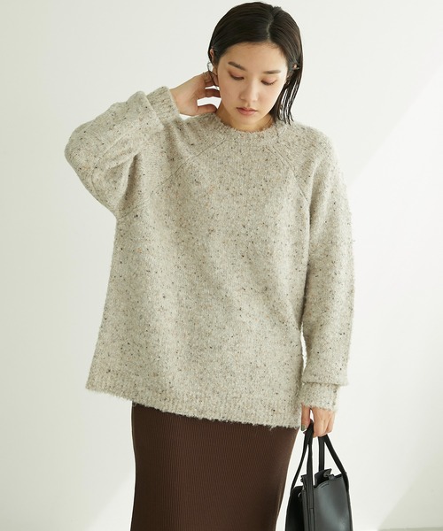 Chaco closet(チャコ クローゼット)の「ブークレーカラーネップニットプルオーバー(ニット/セーター・レディース・ライトブルーグレー/ブラック/アイボリー/ピンク・FREE)」の5枚目の写真
