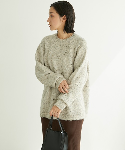 Chaco closet(チャコ クローゼット)の「ブークレーカラーネップニットプルオーバー(ニット/セーター・レディース・ライトブルーグレー/ブラック/アイボリー/ピンク・FREE)」の6枚目の写真