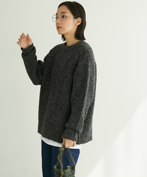 Chaco closet(チャコ クローゼット)の「ブークレーカラーネップニットプルオーバー(ニット/セーター・レディース・ライトブルーグレー/ブラック/アイボリー/ピンク・FREE)」の21枚目の写真