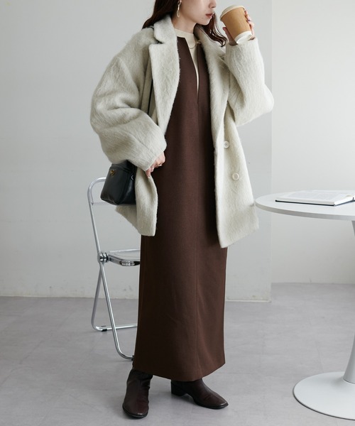 DISCOAT（ディスコート）の「【オン・オフ使える】ウールライク深Vジャンスカ（ジャンパースカート・レディース・ブラック/ブラウン・FREE）」の10枚目の写真