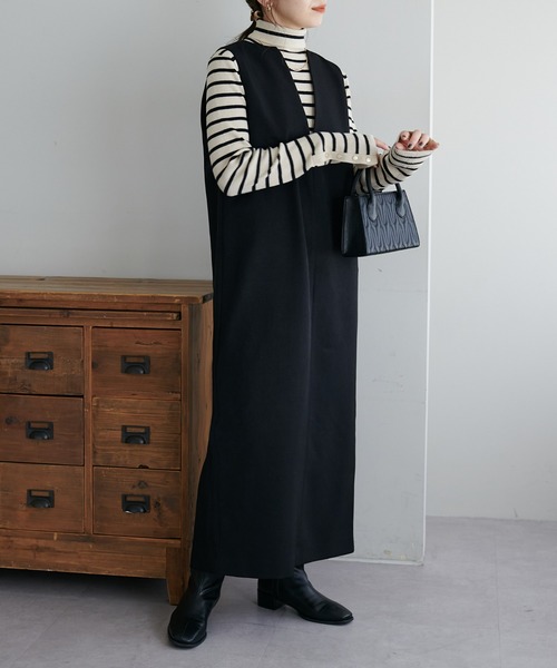 DISCOAT（ディスコート）の「【オン・オフ使える】ウールライク深Vジャンスカ（ジャンパースカート・レディース・ブラック/ブラウン・FREE）」の18枚目の写真