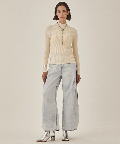 PUBLIC TOKYO（パブリックトウキョウ）の「ホールガーメントリブニット（ニット/セーター・レディース・グレー/アイボリー/グリーン/ブラック・FREE）」の5枚目の写真