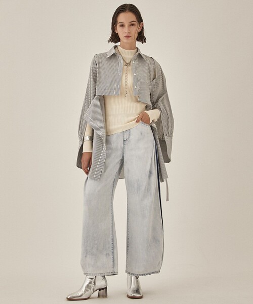 PUBLIC TOKYO（パブリックトウキョウ）の「ホールガーメントリブニット（ニット/セーター・レディース・グレー/アイボリー/グリーン/ブラック・FREE）」の6枚目の写真