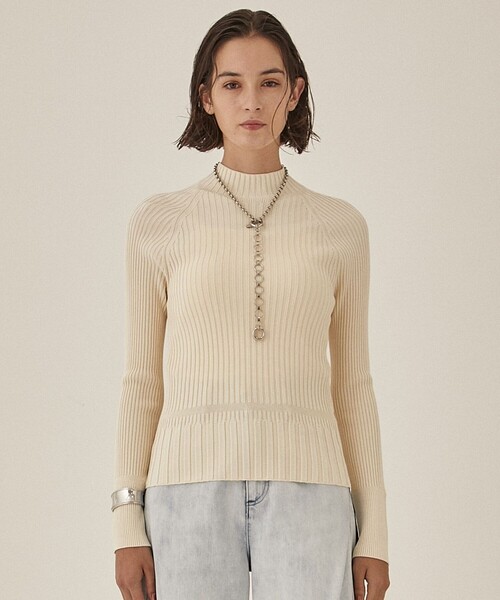 PUBLIC TOKYO（パブリックトウキョウ）の「ホールガーメントリブニット（ニット/セーター・レディース・グレー/アイボリー/グリーン/ブラック・FREE）」の7枚目の写真