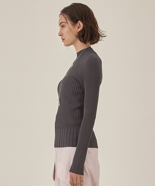 PUBLIC TOKYO（パブリックトウキョウ）の「ホールガーメントリブニット（ニット/セーター・レディース・グレー/アイボリー/グリーン/ブラック・FREE）」の19枚目の写真