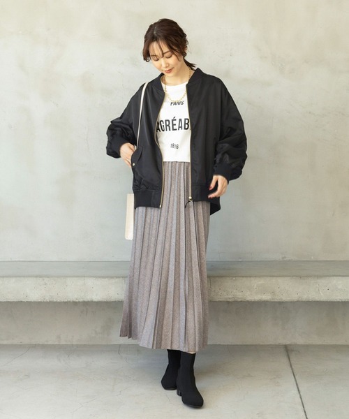 GLOBAL WORK お手入れらくらくプリーツスカート ブラック レギュラー GLOBAL WORK（グローバルワーク）の「お手入れらくらくプリーツ