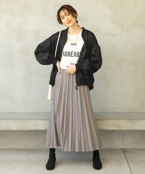 GLOBAL WORK お手入れらくらくプリーツスカート ブラック レギュラー GLOBAL WORK｜お手入れらくらくプリーツスカート/115671