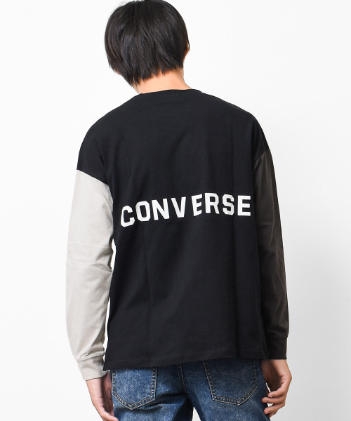 CONVERSE(コンバース)の「CONVERSE 別注ポケット付きロングTシャツ(Tシャツ/カットソー・キッズ・オフホワイト/チャコールグレー/ブラック・130/140/150/160)」の3枚目の写真