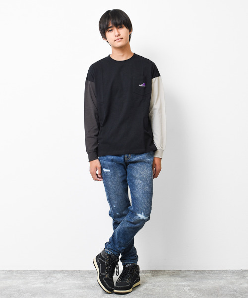 CONVERSE(コンバース)の「CONVERSE 別注ポケット付きロングTシャツ(Tシャツ/カットソー・キッズ・オフホワイト/チャコールグレー/ブラック・130/140/150/160)」の9枚目の写真