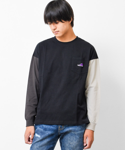 CONVERSE(コンバース)の「CONVERSE 別注ポケット付きロングTシャツ(Tシャツ/カットソー・キッズ・オフホワイト/チャコールグレー/ブラック・130/140/150/160)」の4枚目の写真