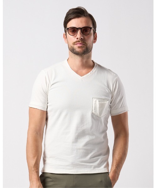 wjk（ダヴルジェイケイ）の「leather pocket-T（Tシャツ/カットソー・メンズ・ボルドー/ブルー系/ホワイト/ブラック・X-LARGE/MEDIUM/LARGE/SMALL）」の22枚目の写真