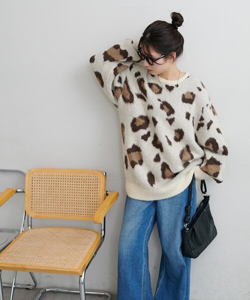 新品☆110cm ダブルビー セーター アウター レア Ada. ニット セーター カシミヤタッチ ジャガード マーブル柄