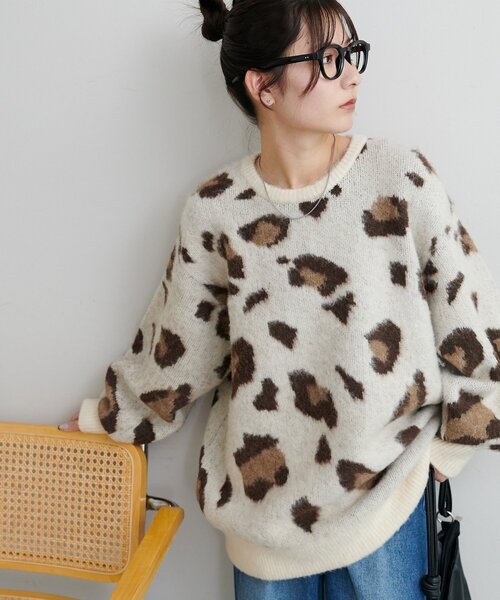 セール】【ユニセックス/WEB限定】ダブルジャガードアニマル柄ニット