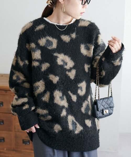DISCOAT（ディスコート）の「【ユニセックス/WEB限定】ダブルジャガードアニマル柄ニット（ニット/セーター・レディース・ブラック/グレー/ブラウン/ダークブラウン/アイボリー・FREE）」の15枚目の写真