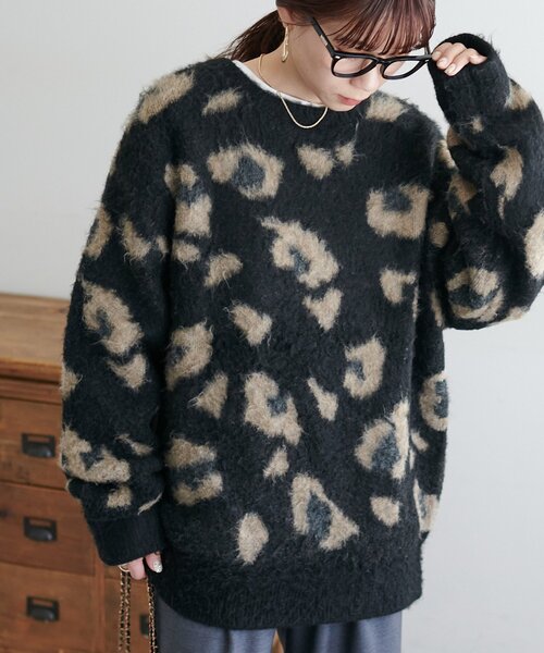 DISCOAT（ディスコート）の「【ユニセックス/WEB限定】ダブルジャガードアニマル柄ニット（ニット/セーター・レディース・ブラック/グレー/ブラウン/ダークブラウン/アイボリー・FREE）」の17枚目の写真