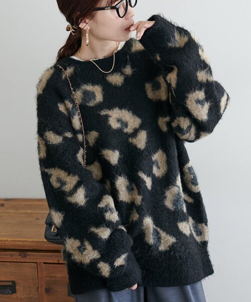 DISCOAT（ディスコート）の「【ユニセックス/WEB限定】ダブルジャガードアニマル柄ニット（ニット/セーター・レディース・ブラック/グレー/ブラウン/ダークブラウン/アイボリー・FREE）」の19枚目の写真
