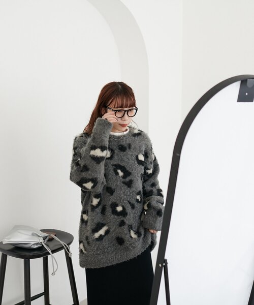 セール】【ユニセックス/WEB限定】ダブルジャガードアニマル柄ニット