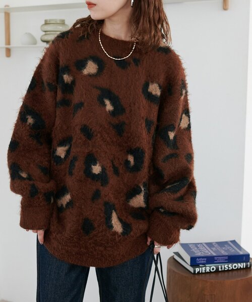 セール】【ユニセックス/WEB限定】ダブルジャガードアニマル柄ニット