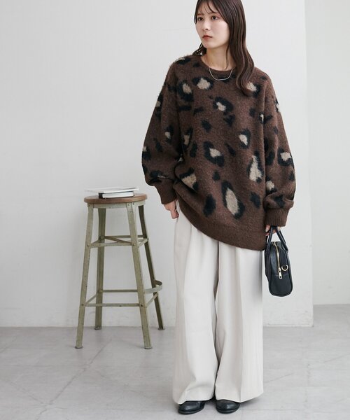 セール】【ユニセックス/WEB限定】ダブルジャガードアニマル柄ニット