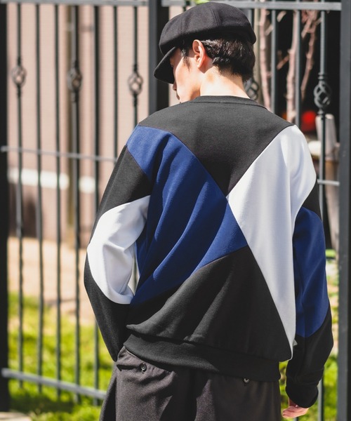 improves(インプローブス)の「トリム ステッチ & 切替 スウェット トレーナー(スウェット・メンズ・ホワイト/ブラック/ブラック系/ホワイト系・MEDIUM/LARGE)」の19枚目の写真