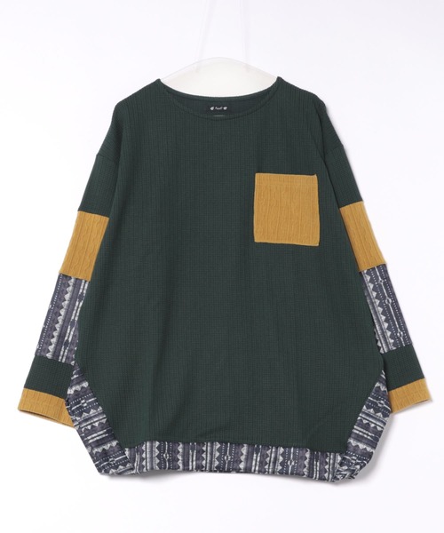 チャイハネ（チャイハネ）の「【チャイハネ】ネイリアMEN'Sパッチワークトップス（その他トップス・メンズ・ベージュ/グレー/ブラック/ライトグレー/ブラウン/グリーン・FREE）」の6枚目の写真