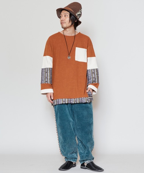 チャイハネ（チャイハネ）の「【チャイハネ】ネイリアMEN'Sパッチワークトップス（その他トップス・メンズ・ベージュ/グレー/ブラック/ライトグレー/ブラウン/グリーン・FREE）」の9枚目の写真