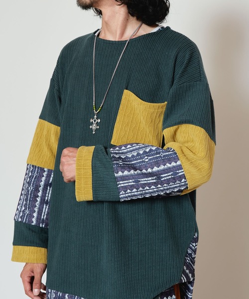 チャイハネ（チャイハネ）の「【チャイハネ】ネイリアMEN'Sパッチワークトップス（その他トップス・メンズ・ベージュ/グレー/ブラック/ライトグレー/ブラウン/グリーン・FREE）」の13枚目の写真