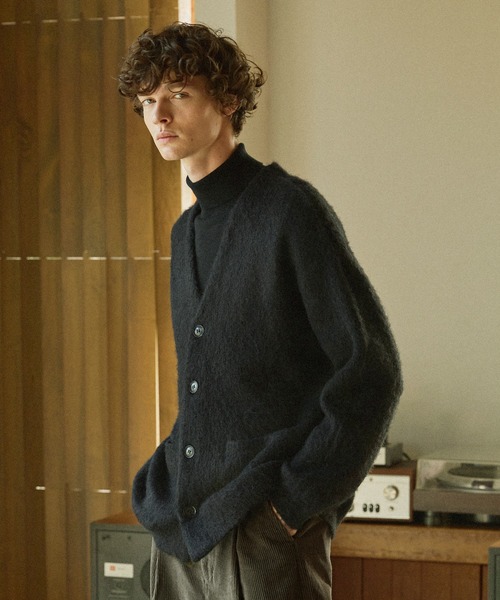 Bleme（ブレム）の「メランジ モヘアライク シャギーVネックニット カーディガン（カーディガン/ボレロ・メンズ・ブラック/ダークブラウン/グレー/ダークオリーブ/ライトカーキ・XL/L/M/S）」の7枚目の写真