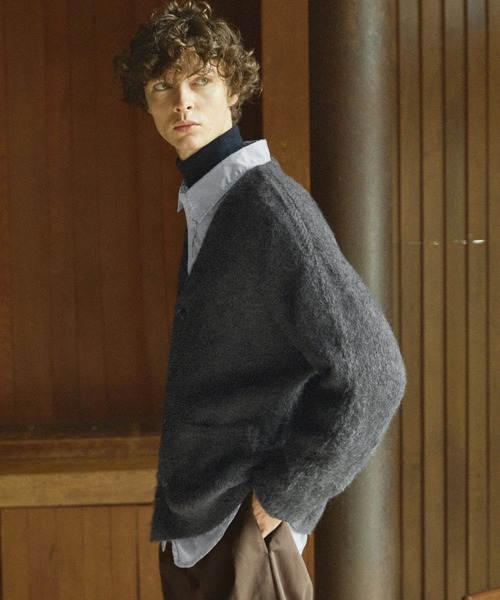 Bleme（ブレム）の「メランジ モヘアライク シャギーVネックニット カーディガン（カーディガン/ボレロ・メンズ・ブラック/ダークブラウン/グレー/ダークオリーブ/ライトカーキ・XL/L/M/S）」の14枚目の写真