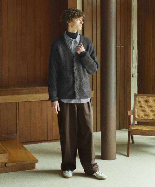 Bleme（ブレム）の「メランジ モヘアライク シャギーVネックニット カーディガン（カーディガン/ボレロ・メンズ・ブラック/ダークブラウン/グレー/ダークオリーブ/ライトカーキ・XL/L/M/S）」の21枚目の写真