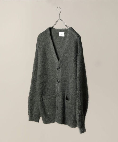 モヘアライク　カーディガン メランジ モヘアライク シャギーVネックニット カーディガン