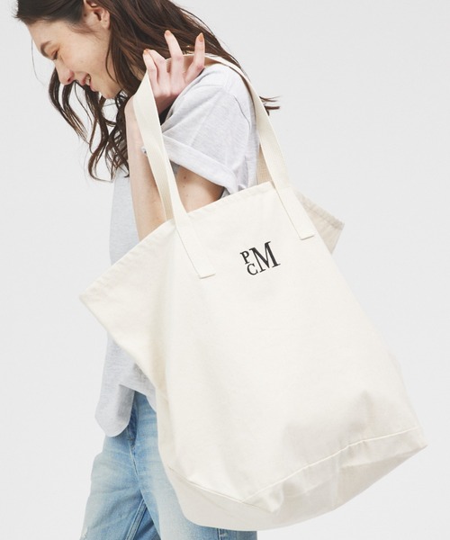 PARROTT CANVAS（パロットキャンバス）の「【追加】【PARROTT CANVAS/パロットキャンバス】PCMキャンバストートバッグ（トートバッグ・レディース・アイボリー/ダークネイビー・フリー）」の2枚目の写真