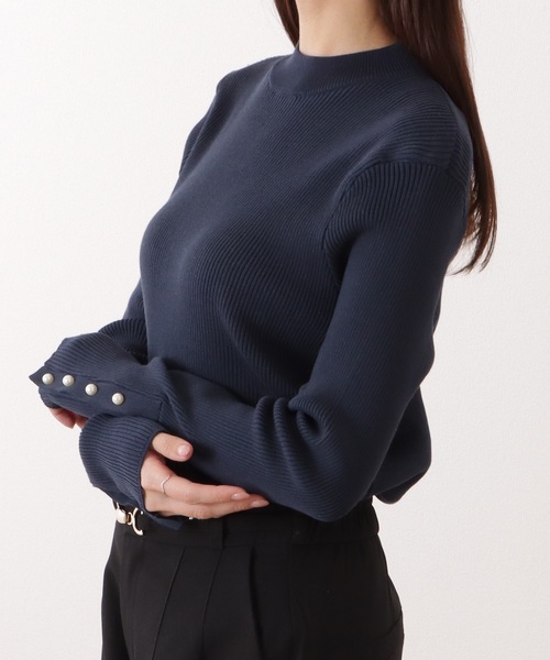Lace Ladies(レースレディース)の「袖パールプチハイネックリブニットプルオーバー(ニット/セーター・レディース・グリーン/ベージュ/ブラック/ピンク/ネイビー・FREE/S)」の15枚目の写真