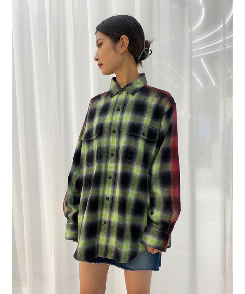 PAMEO POSE（パメオポーズ）の「Sprayed Flannel Shirt（シャツ/ブラウス・レディース・イエロー/レッド・FREE）」の4枚目の写真