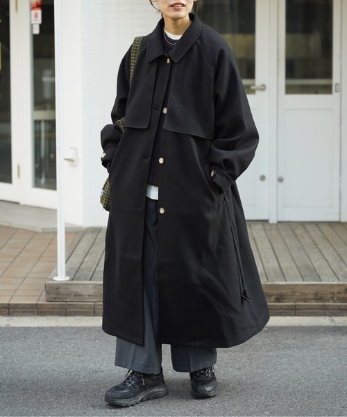 CPCM（シーピーシーエム）の「ケープ付きスタンドコート（ステンカラーコート・レディース・キナリ/ブラウン/オレンジ/ブラック・F）」の3枚目の写真