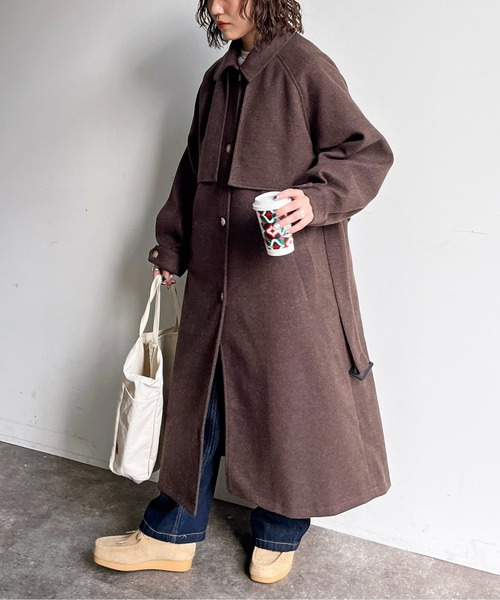 CPCM（シーピーシーエム）の「ケープ付きスタンドコート（ステンカラーコート・レディース・キナリ/ブラウン/オレンジ/ブラック・F）」の21枚目の写真